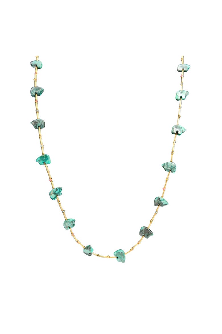 Vintage Handcrafted Malachite Bear Fetish Necklace, Main, color, Green
