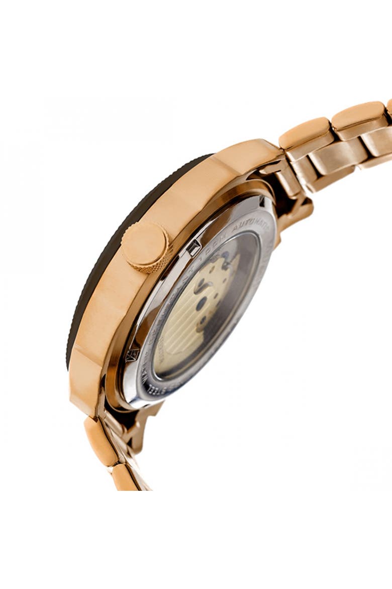 Helmsley Semi-Skeleton Leather-Band Watch, Alternate, color, Rose Gold/Black