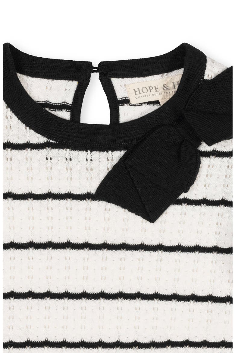 Kids' Organic Bow Detail Pointelle Sweater Dress, Alternate, color, Black Scallop