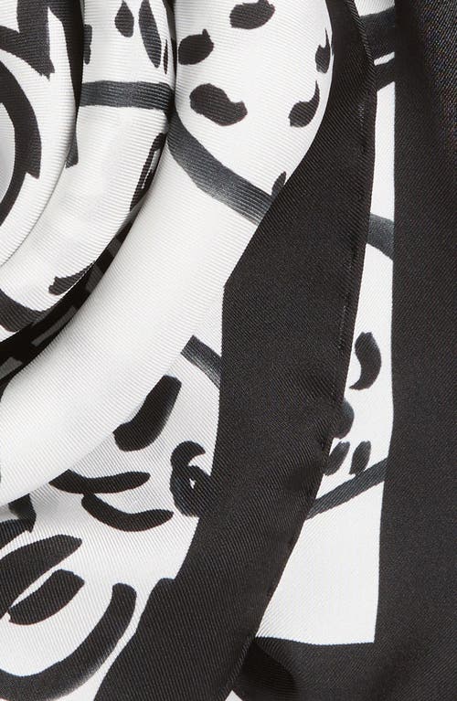 Jacquemus Le Bandana Poisson Square Silk Scarf In Fish Black And White