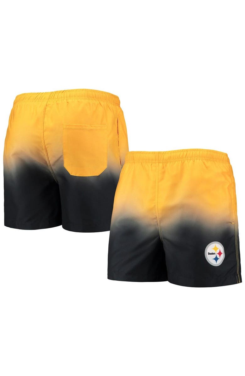 FOCO Men's FOCO Gold/Black Pittsburgh Steelers Dip-Dye Swim Shorts, Alternate, color, 