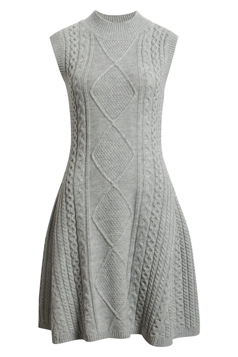 Cable Stitch Sleeveless Sweater Dress, Alternate, color, GREY