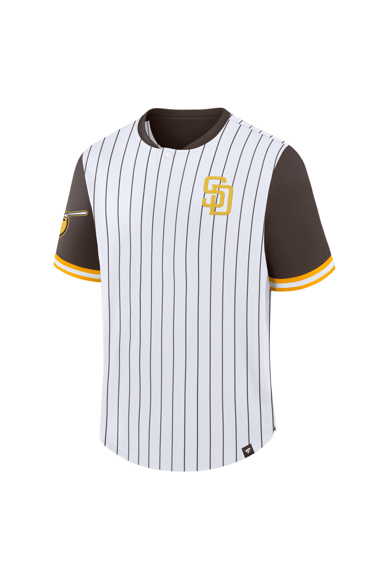 Men's Fanatics White/Brown San Diego Padres Pinstripe Walk Off Shirt, Alternate, color, White