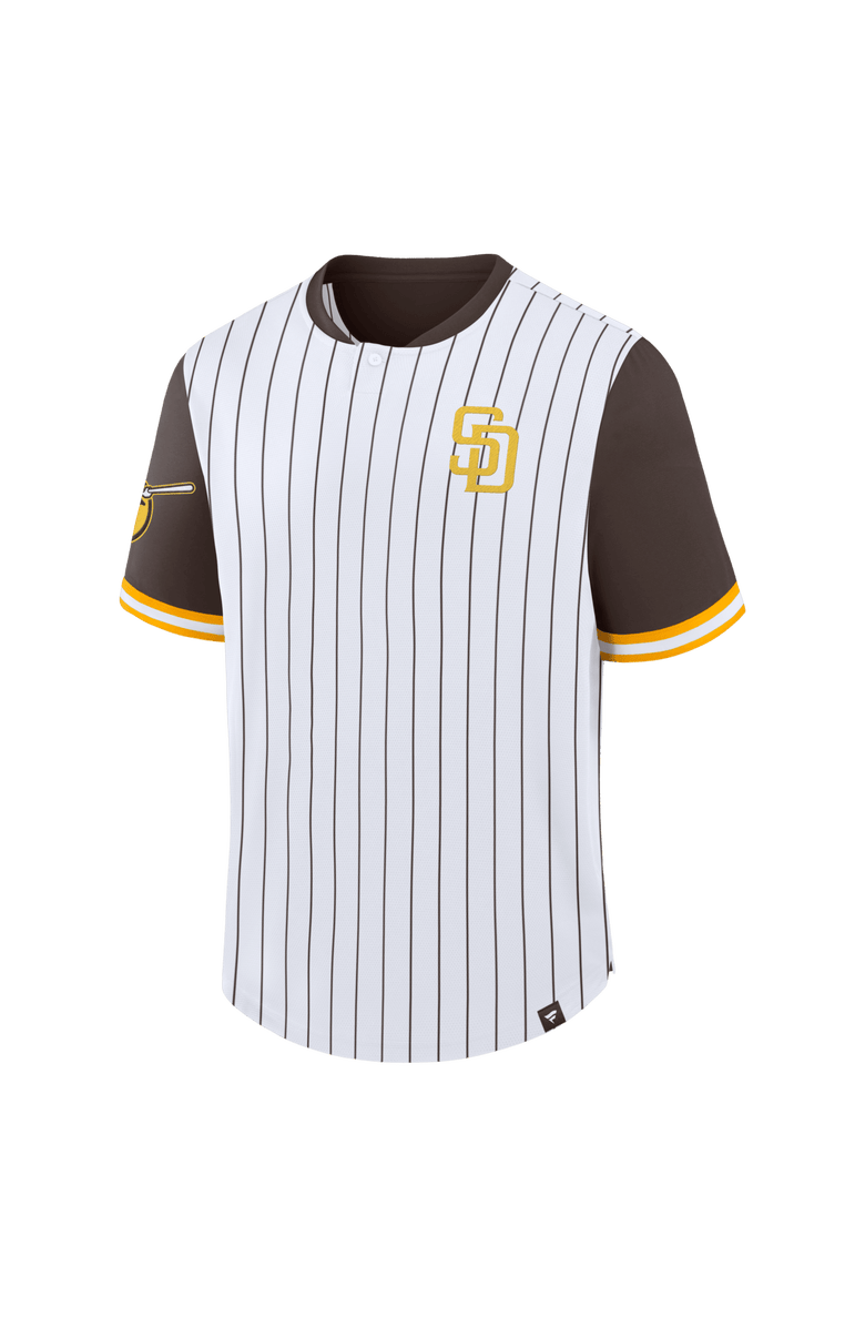 FANATICS Men's Fanatics White/Brown San Diego Padres Pinstripe Walk Off Shirt, Alternate, color, White