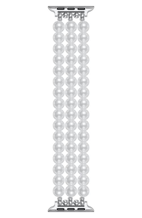 The Posh Tech Liz Imitation Pearl Apple Watch® Bracelet Watchband in White 