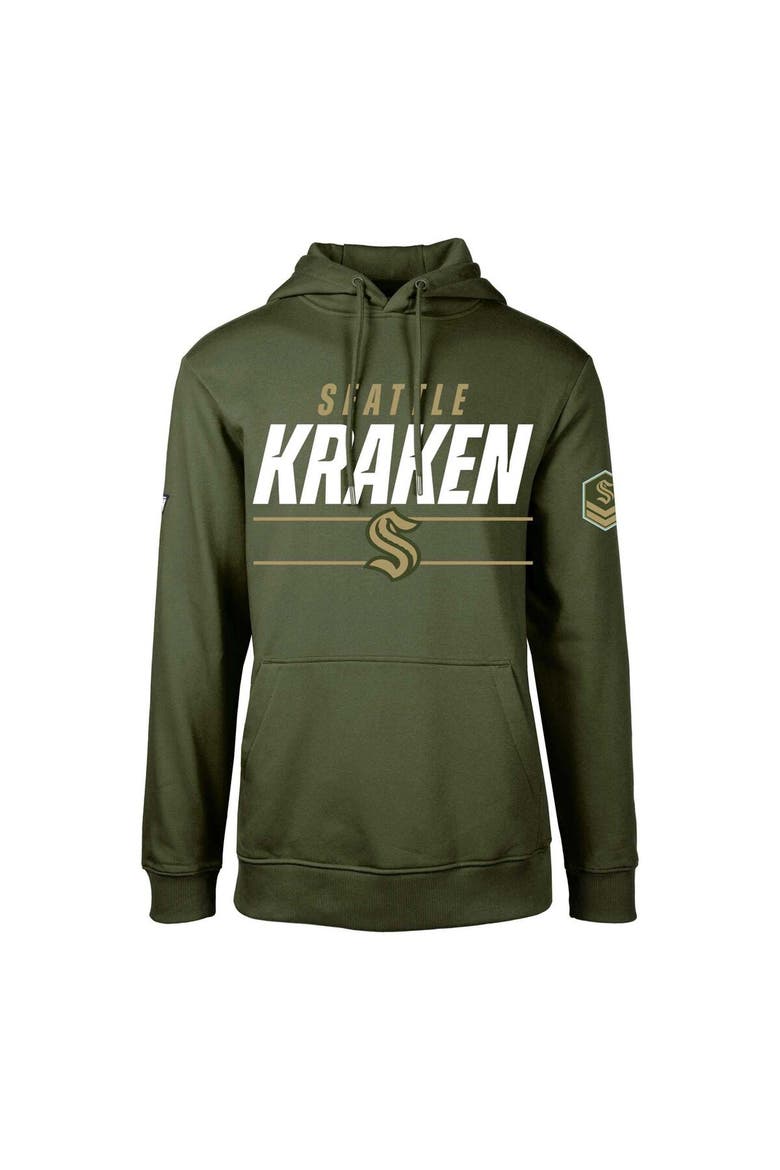 Men's Levelwear Olive Seattle Kraken Delta Podium Fleece Pullover Hoodie, Alternate, color, Olive