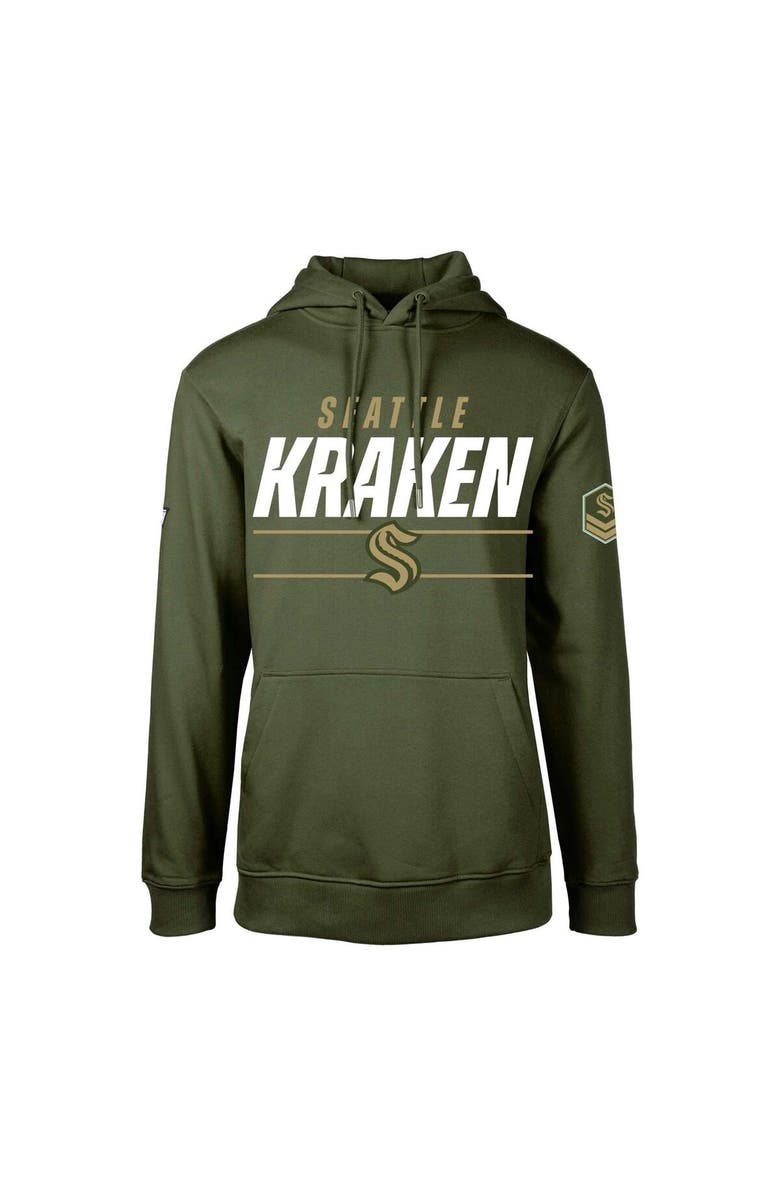 LEVELWEAR Men's Levelwear Olive Seattle Kraken Delta Podium Fleece Pullover Hoodie, Alternate, color, Olive