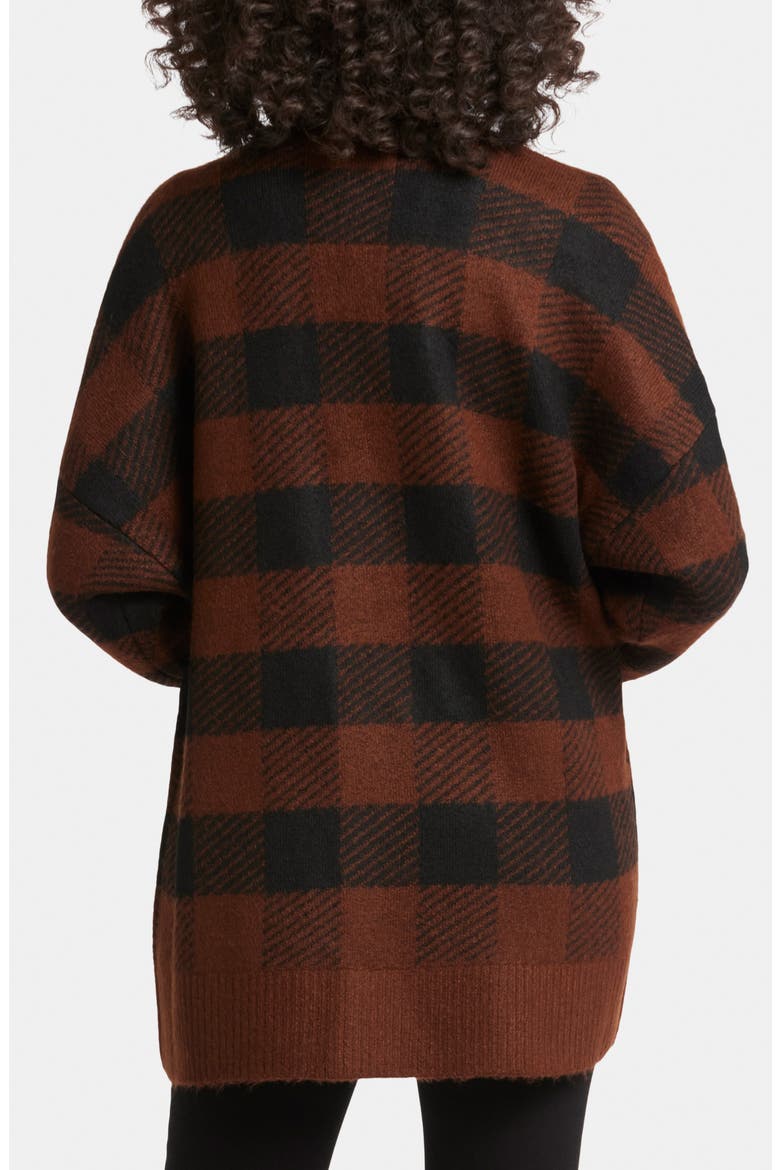 Check Open Front Cardigan, Alternate, color, BLACK/ CHOCOLATE