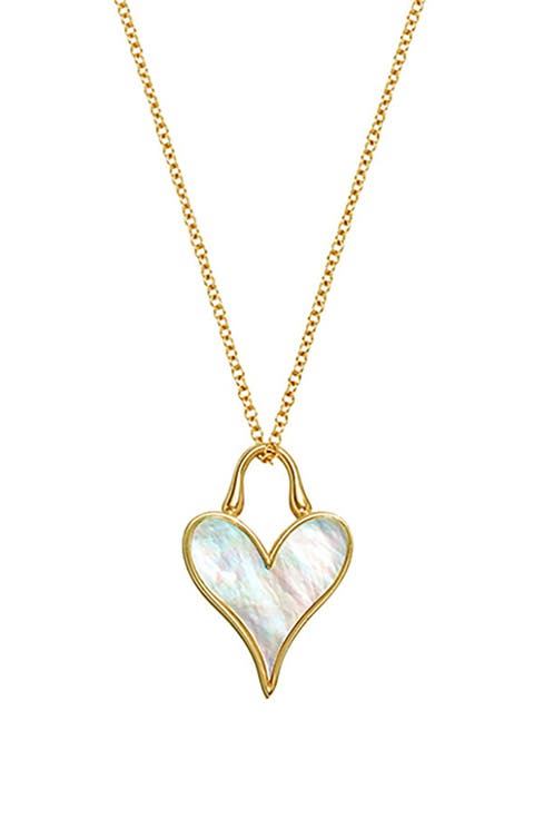 LoveLock Heart Pendant 18K Yellow Gold & Mother-of-Pearl – 12mm