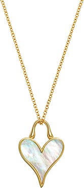 Roseate LoveLock Heart Pendant 18K Yellow Gold & Mother-of-Pearl – 12mm