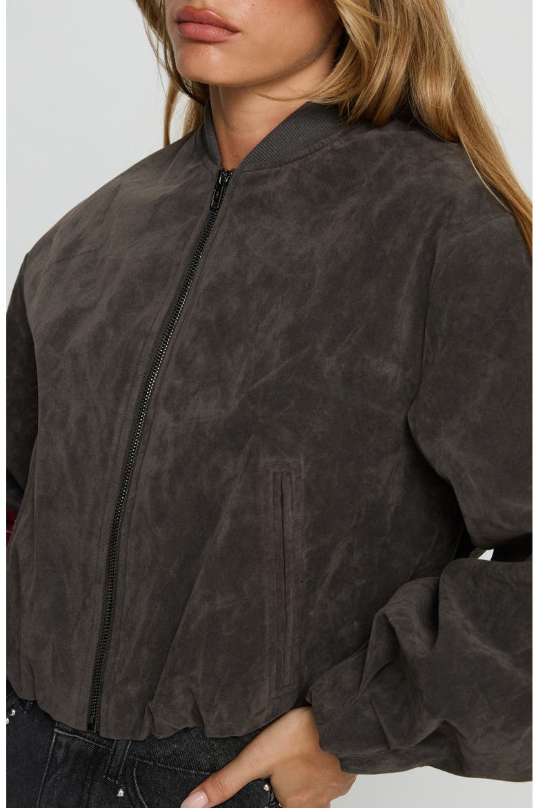 Mastery Faux Suede Jacket, Alternate, color, CHARCOAL