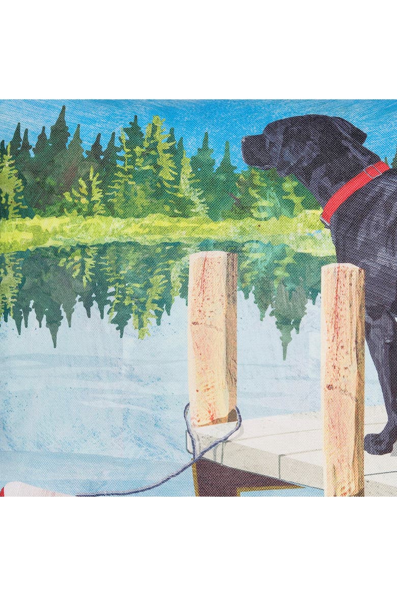 Dog Lake Pier Indoor/Outdoor Accent Throw Pillow, 18" x 18", Alternate, color, Blue