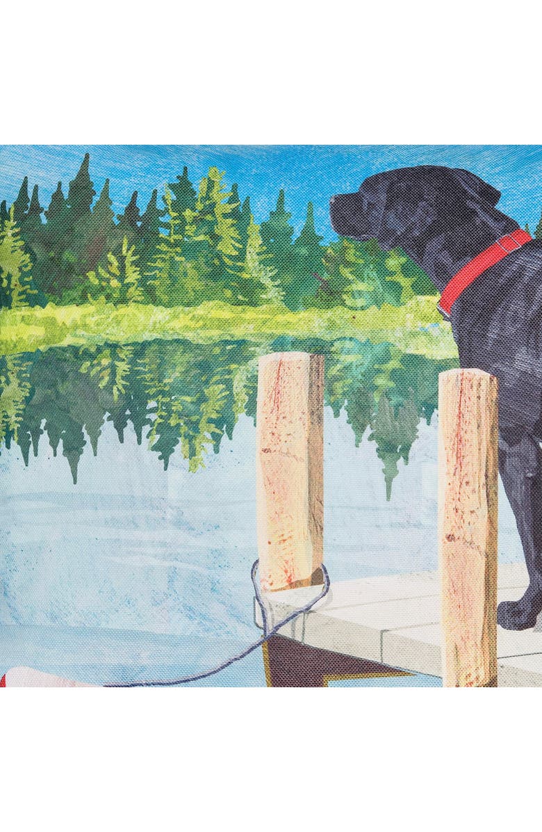 C&F Home Dog Lake Pier Indoor/Outdoor Decorative Christmas Throw Pillow, 18" x 18", Alternate, color, Blue