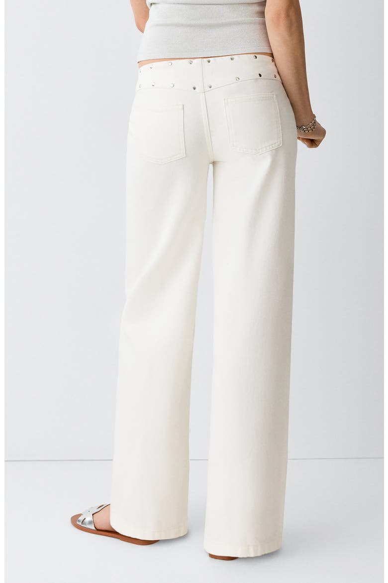 Studded Low Waist Straight Leg Jeans, Alternate, color, OFF WHITE