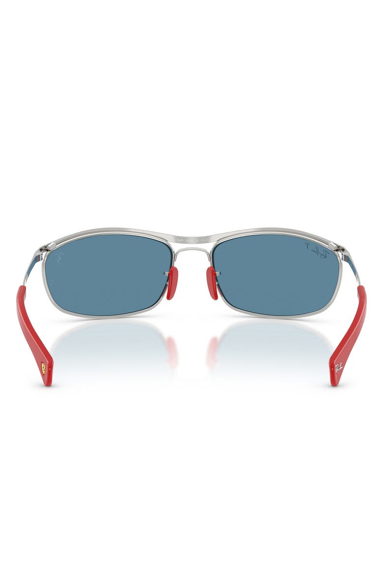 Ray-Ban x Ferrari 62mm Polarized Oversize Oval Sunglasses, Alternate, color, Silver / Polar Blue