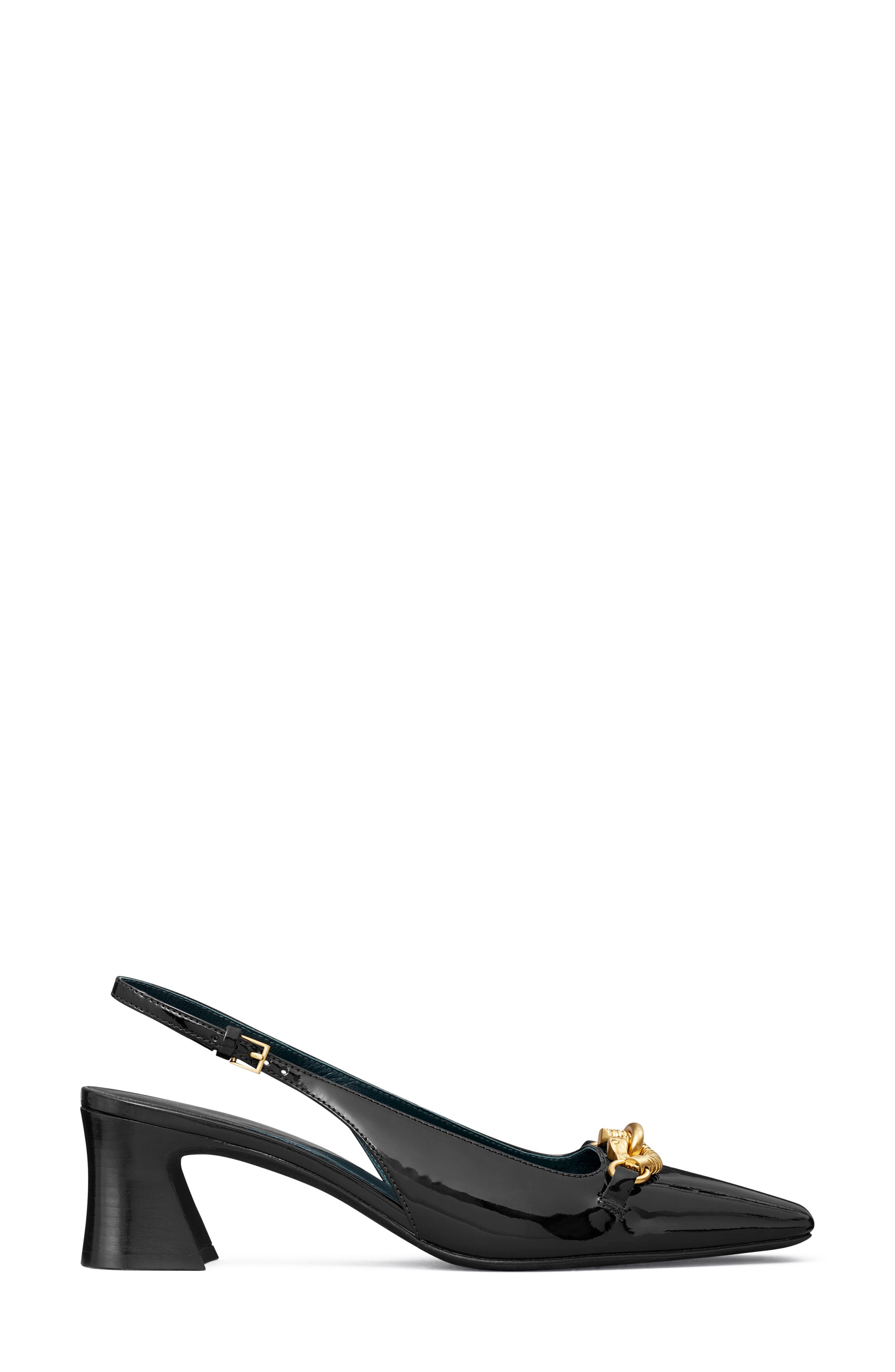Tory Burch Jessa Slingback Pump, Alternate, color, Perfect Black / Gold