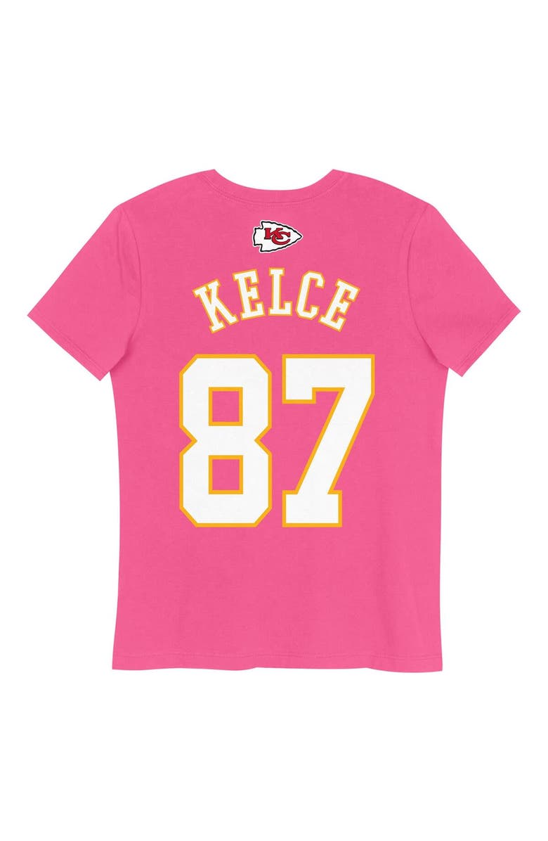 Nike Girls Youth Travis Kelce Pink Kansas City Chiefs Player Name & Number T-Shirt, Alternate, color,
