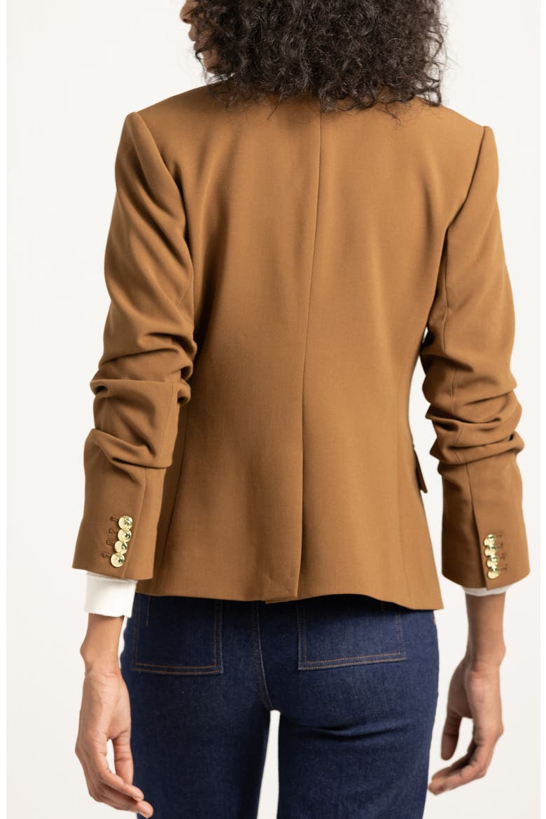 Ralph Ruched Sleeve Jacket, Alternate, color, DARK MOCHA