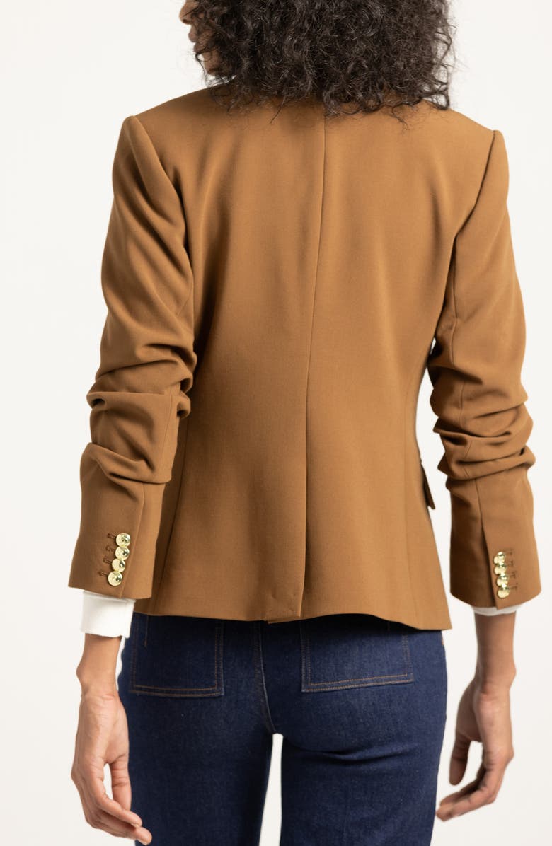 Derek Lam 10 Crosby Ralph Ruched Sleeve Jacket, Alternate, color, Dark Mocha