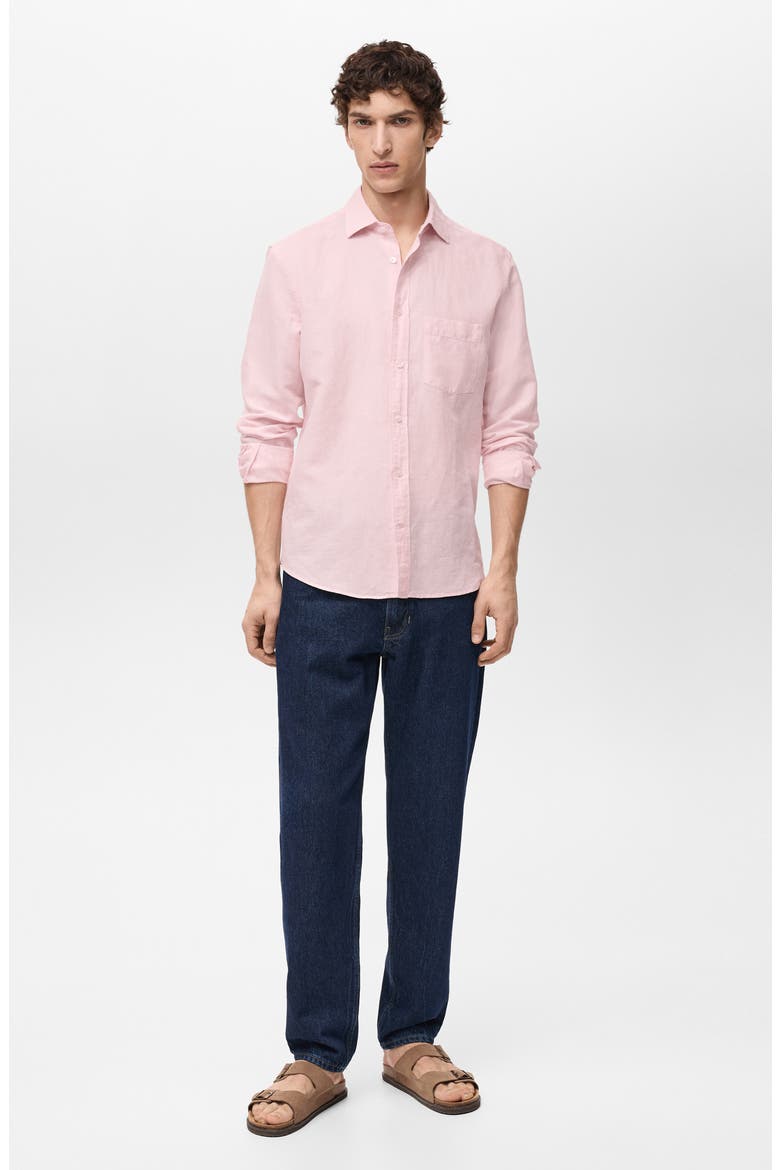 Classic Fit Linen & Cotton Button-Up Shirt, Alternate, color, PASTEL PINK