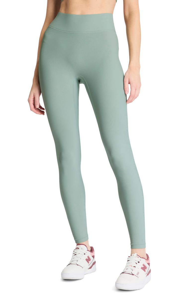 BANDIER Center Stage High Waist Rib Leggings, Main, color, Chinois Green