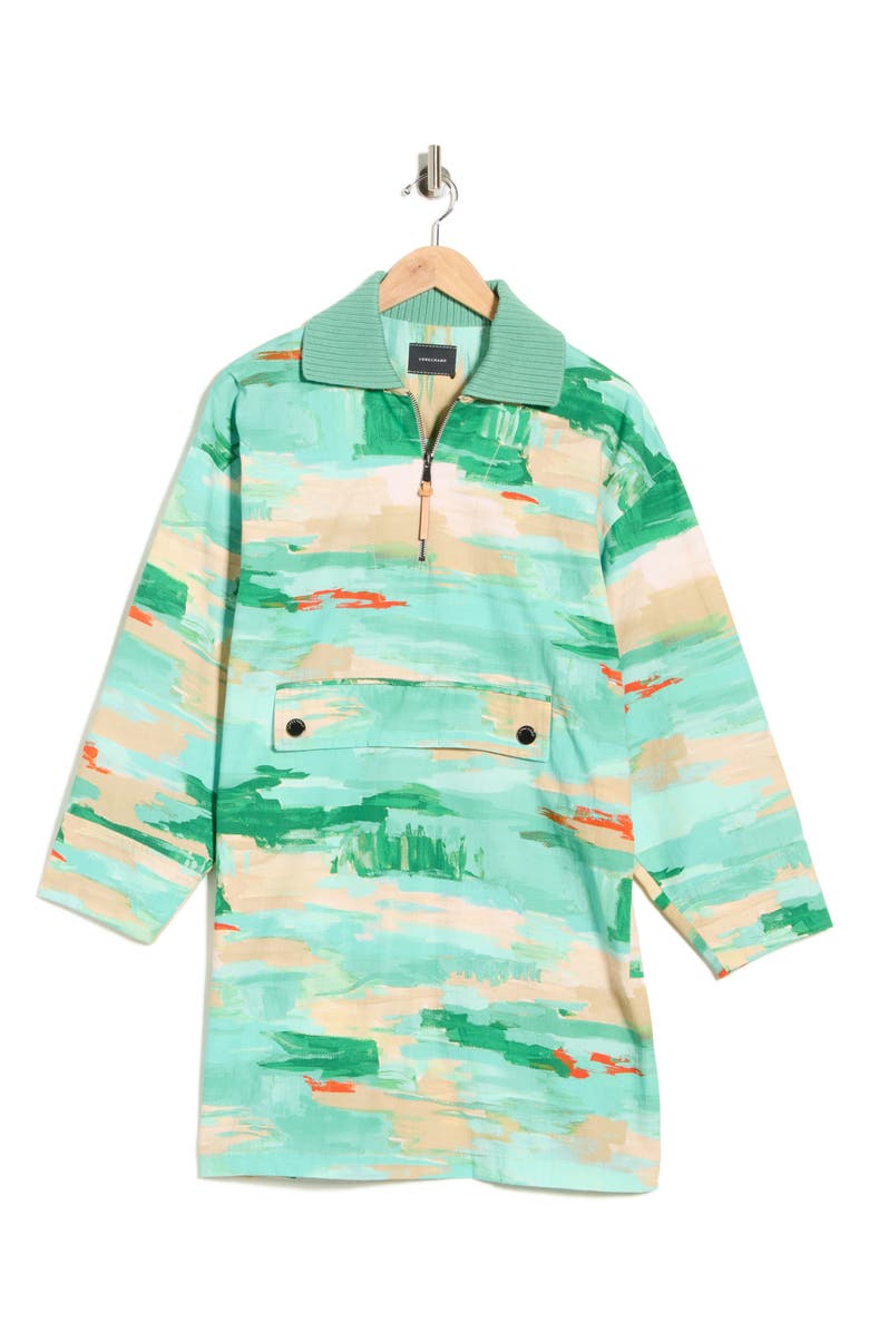 Longchamp Long Sleeve Half Zip Minidress, Alternate, color, Aqua
