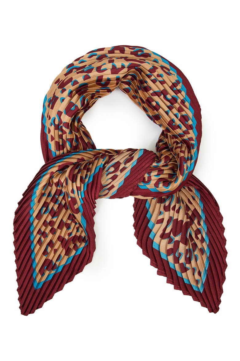 Crinkled Leopard Print Bandana, Alternate, color, BURGUNDY