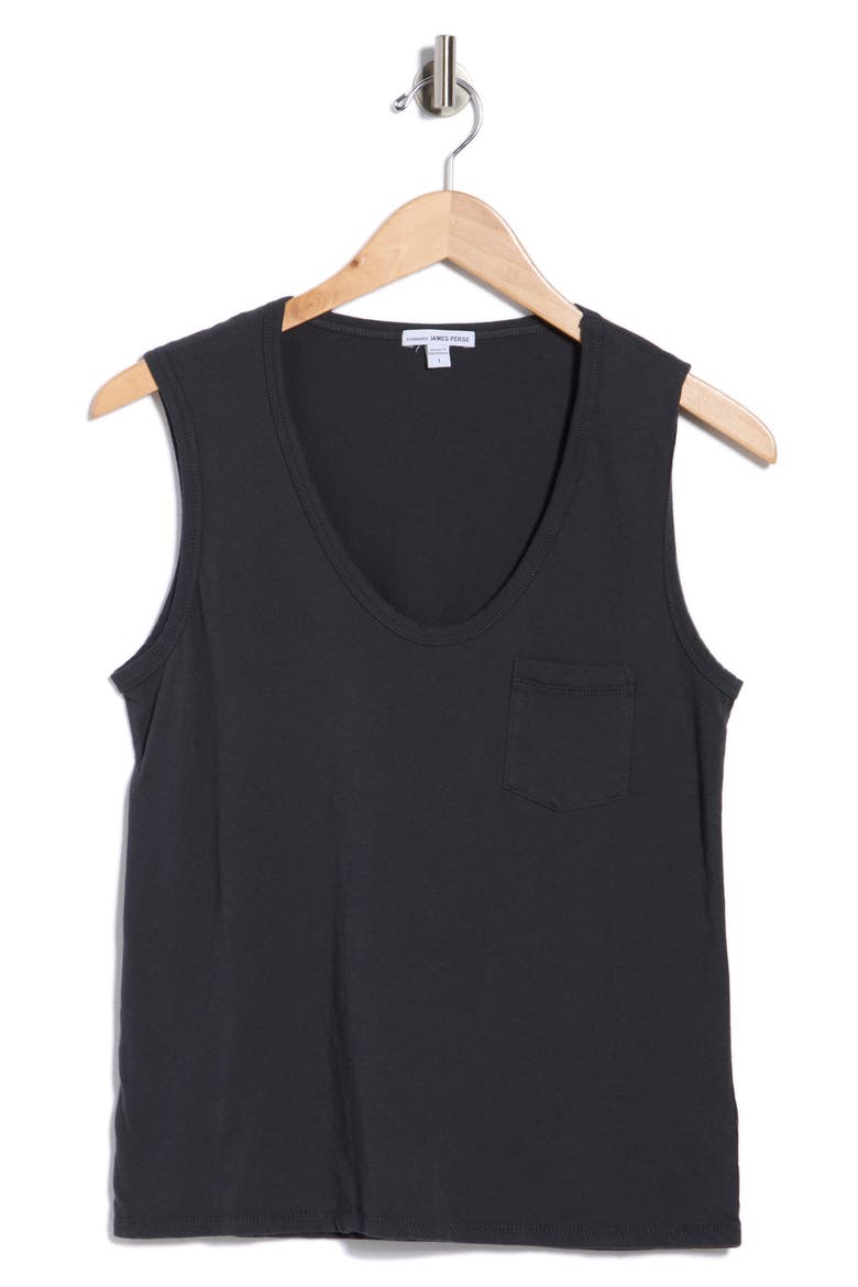 V-Neck Cotton Tank, Alternate, color, ASPHALT