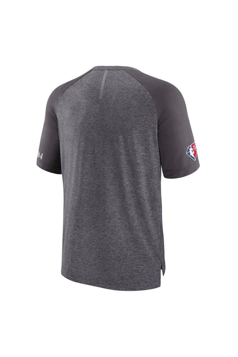 Men's Fanatics Branded Heathered Gray Philadelphia 76ers 2022 Noches Ene-Be-A Core Shooting Raglan T-Shirt, Alternate, color, Heather Gray