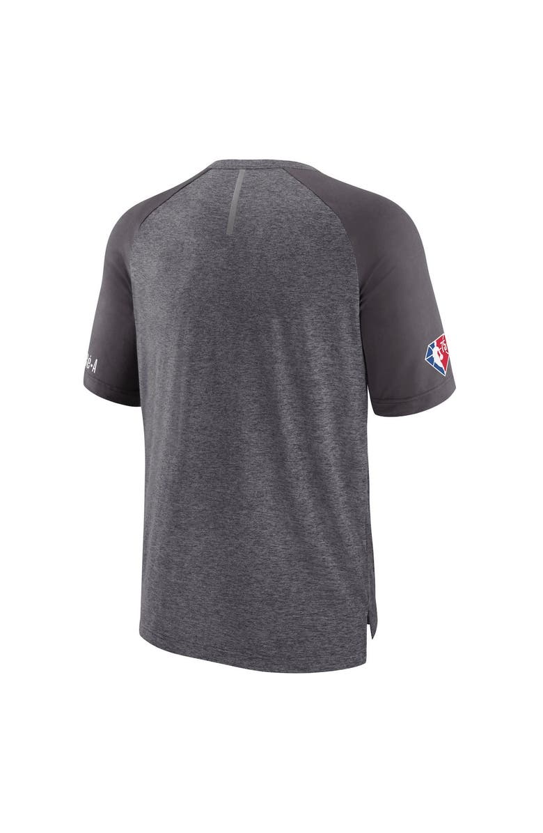 FANATICS Men's Fanatics Branded Heathered Gray Philadelphia 76ers 2022 Noches Ene-Be-A Core Shooting Raglan T-Shirt, Alternate, color, Heather Gray