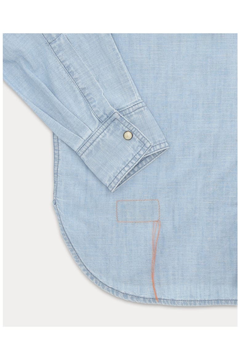 Berthe Chambray Shirt, Alternate, color, Bleach Wash