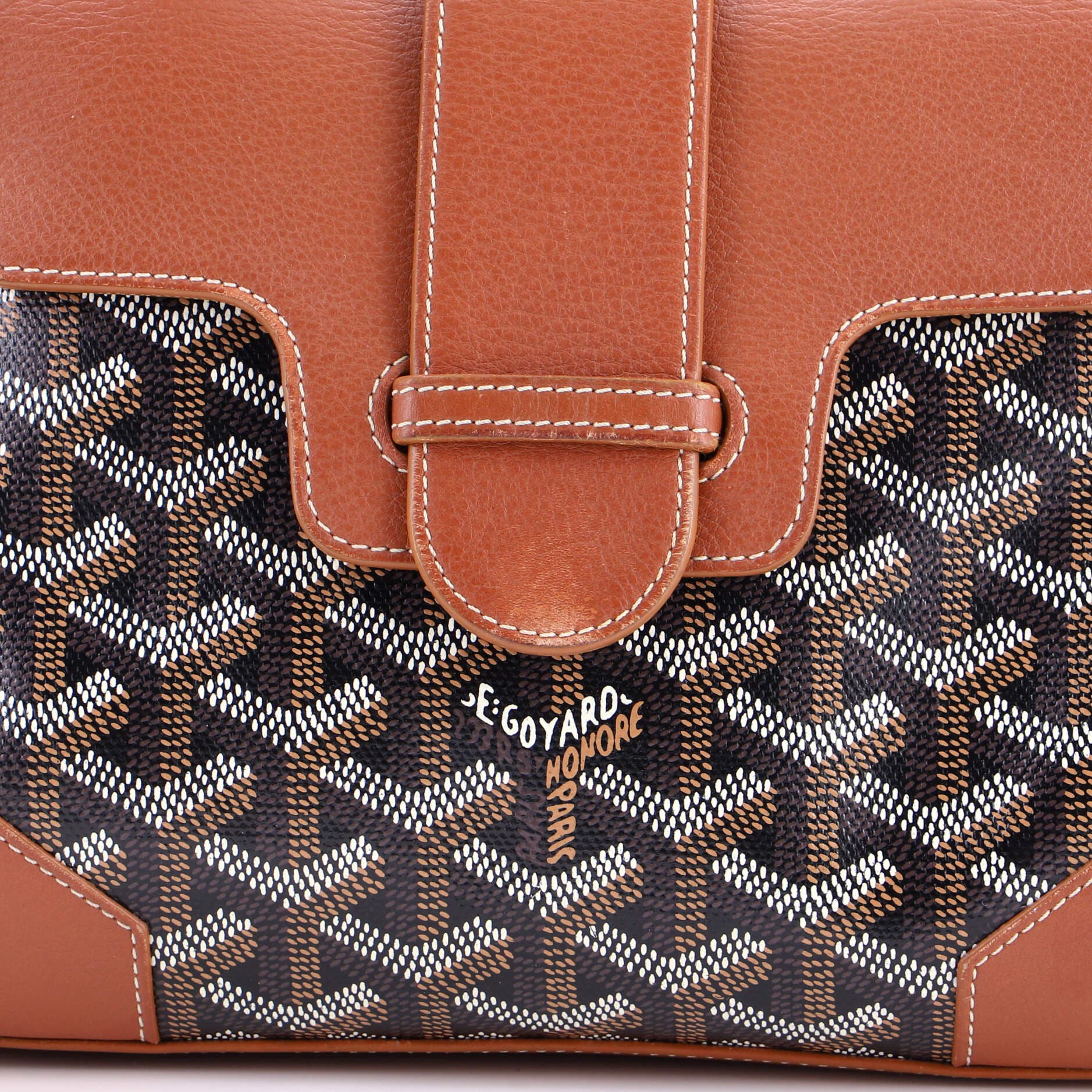 Pre-Owned Goyard Saigon Top Handle Bag Coated Canvas with Leather Mini, Alternate, color, Brown