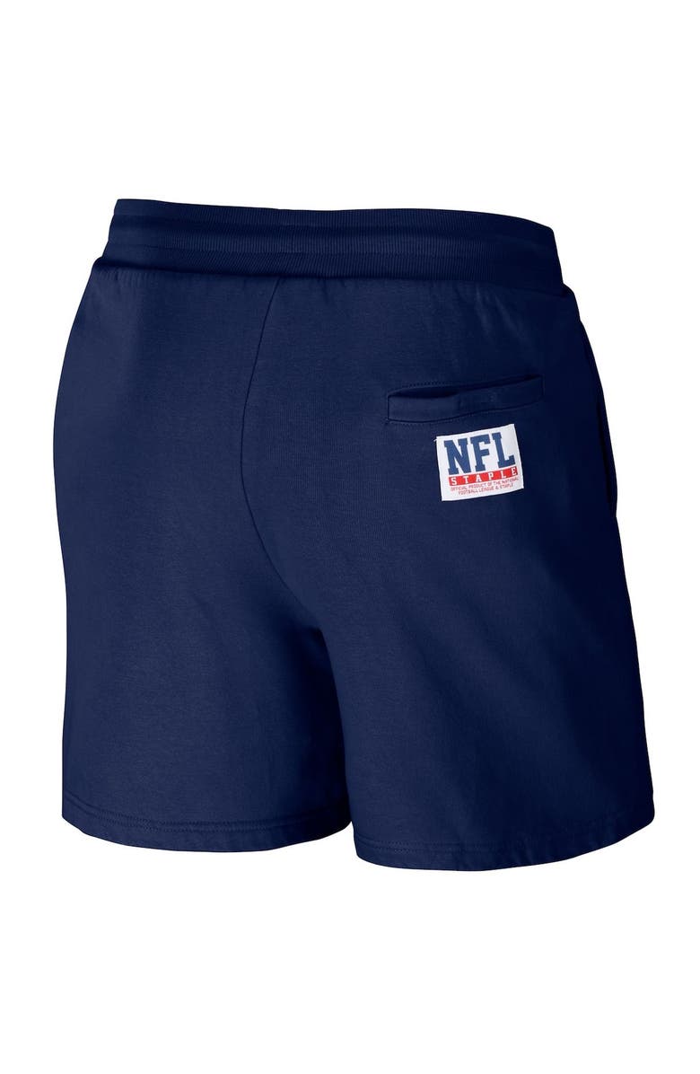 STAPLE Men's NFL x Staple Navy New England Patriots Throwback Vintage Wash Fleece Shorts, Alternate, color,