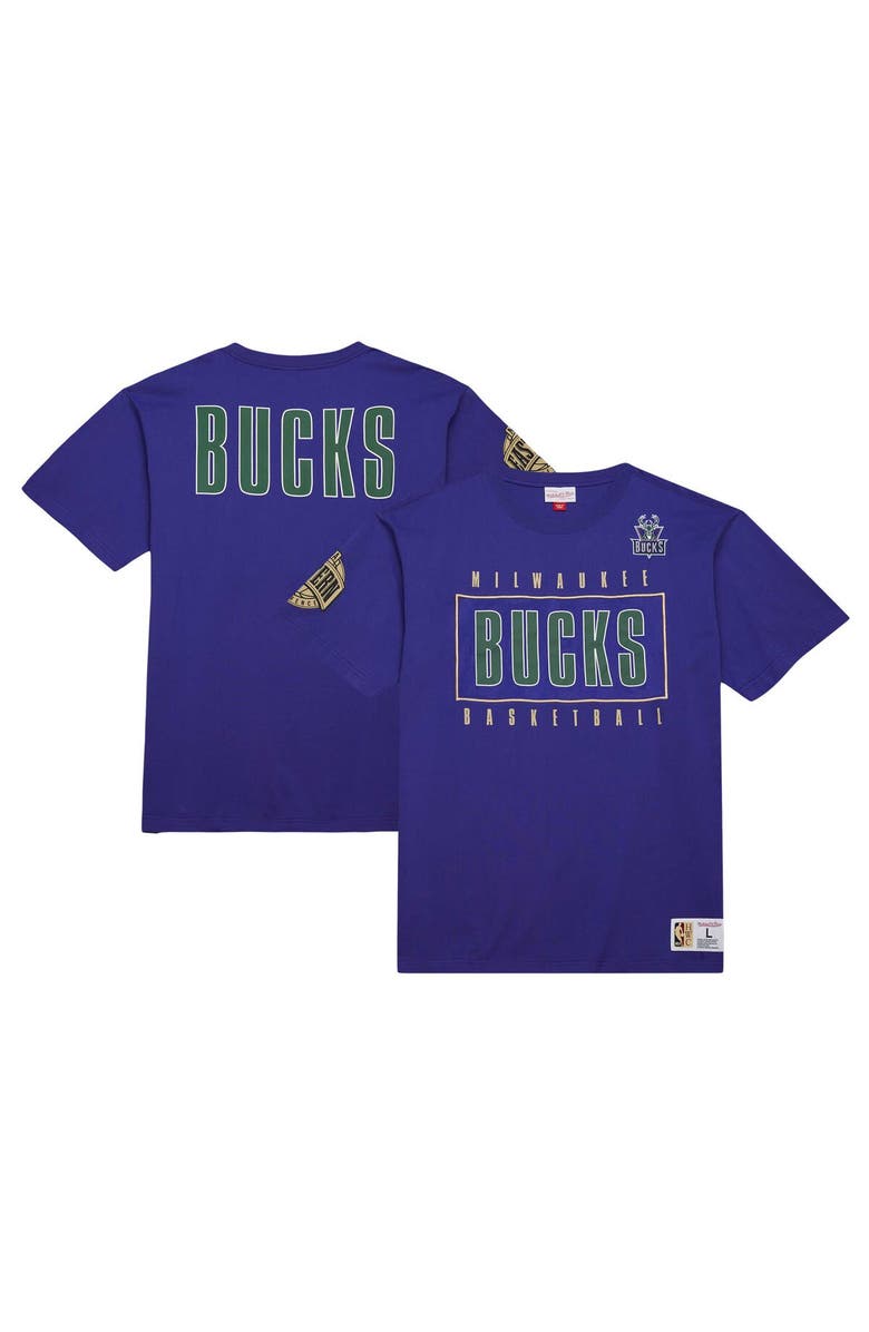 Mitchell & Ness Men's Mitchell & Ness Purple Milwaukee Bucks Hardwood Classics Team OG 2.0 Premium Vintage Logo T-Shirt, Alternate, color, 