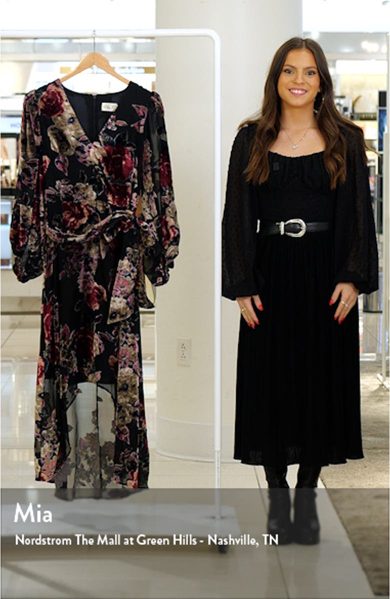 Floral Burnout Long Sleeve High-Low Cocktail Dress, sales video thumbnail