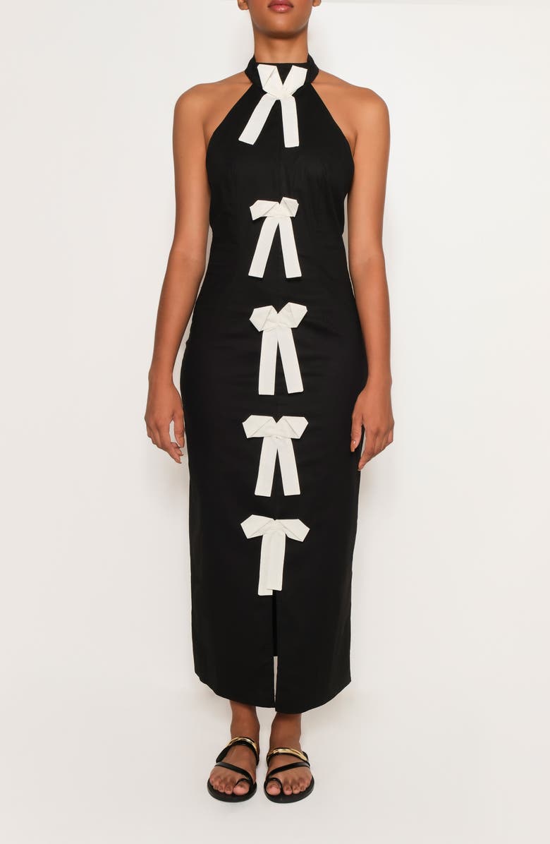 The Lulo Project Cliff Bow Front Halter Maxi Dress, Main, color, 