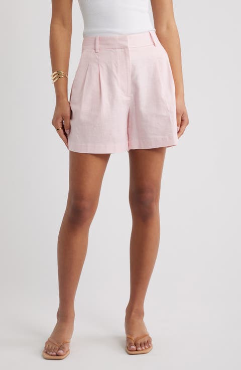 Everyday Pleated Linen Blend Shorts