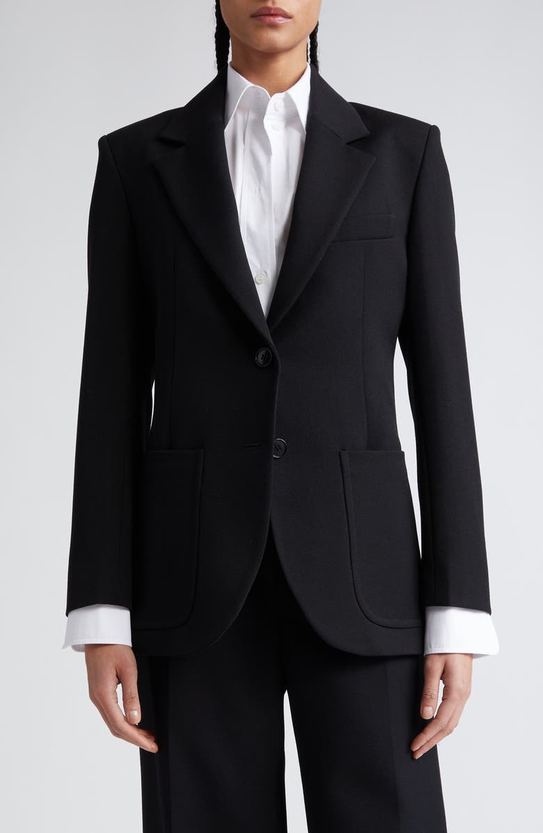 Victoria Beckham Patch Pocket Twill Blazer, Main, color, Black
