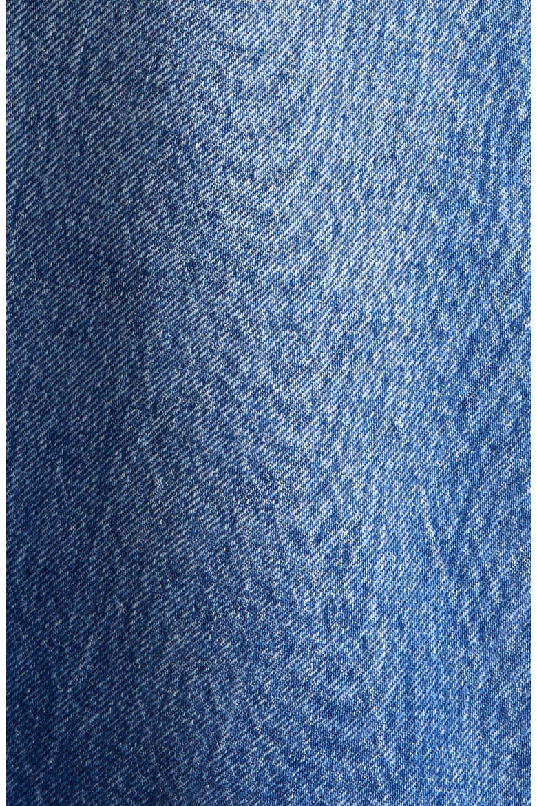 Raw Cut Waist Low Rise Denim A-Line Skirt, Alternate, color, VINTAGE MARBLED BLUE