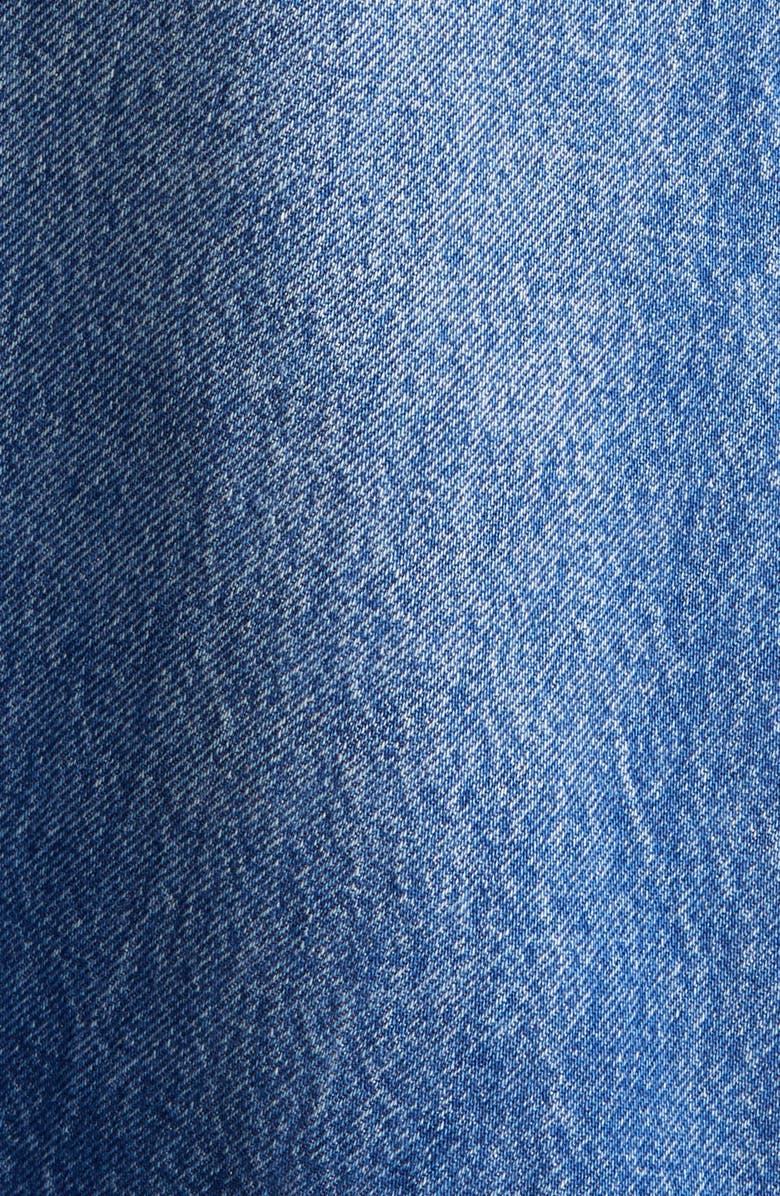 Alexander Wang Raw Cut Waist Low Rise Denim A-Line Skirt, Alternate, color, Vintage Marbled Blue