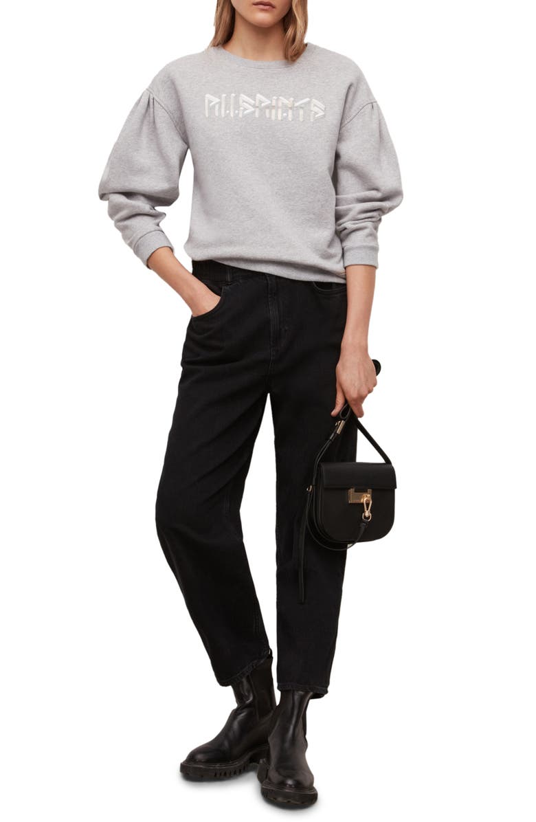 AllSaints Noctis Ona Cotton Graphic Sweatshirt, Alternate, color, Grey Marl