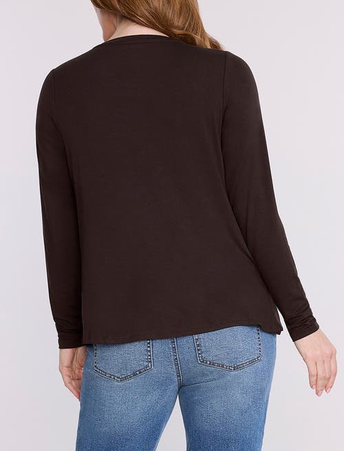 Motherhood Maternity Crewneck Long Sleeve Draped Nursing Tee In Brown