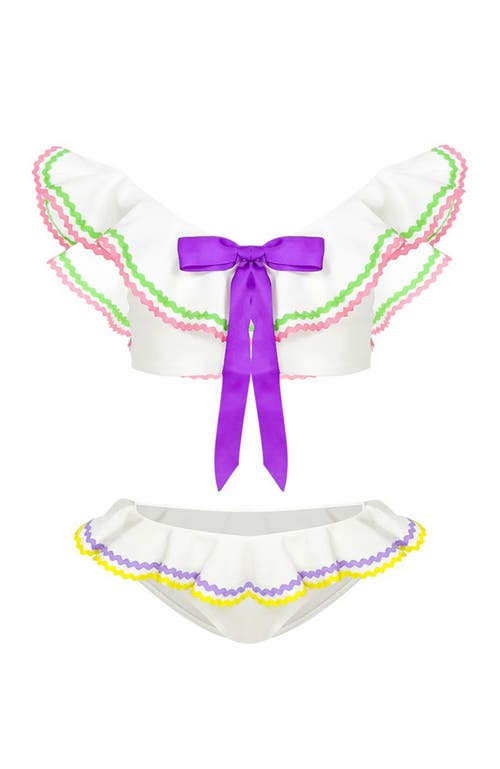 Nessi Byrd Ruffle & Bow Detail Two Piece Bikini,toddler-little Kid & Big Kid In Animal Print