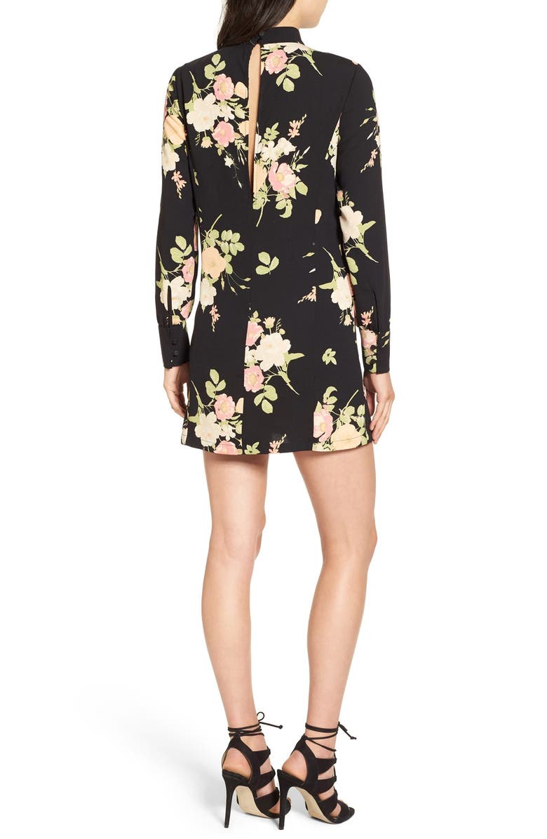 Leith Floral Print Mock Neck Shift Dress, Alternate, color, 