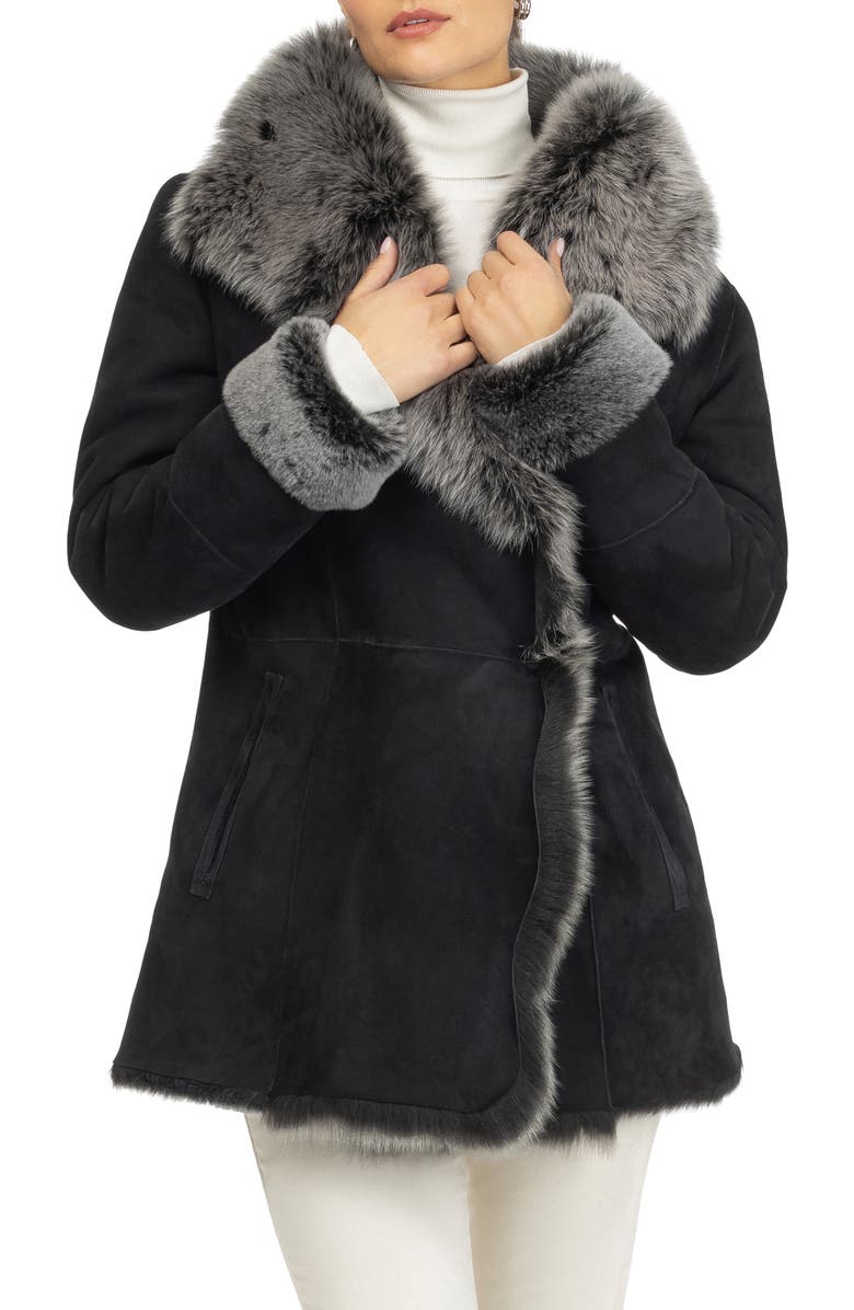 GORSKI Merino Genuine Shearling Short Jacket, Alternate, color, Black Brisa