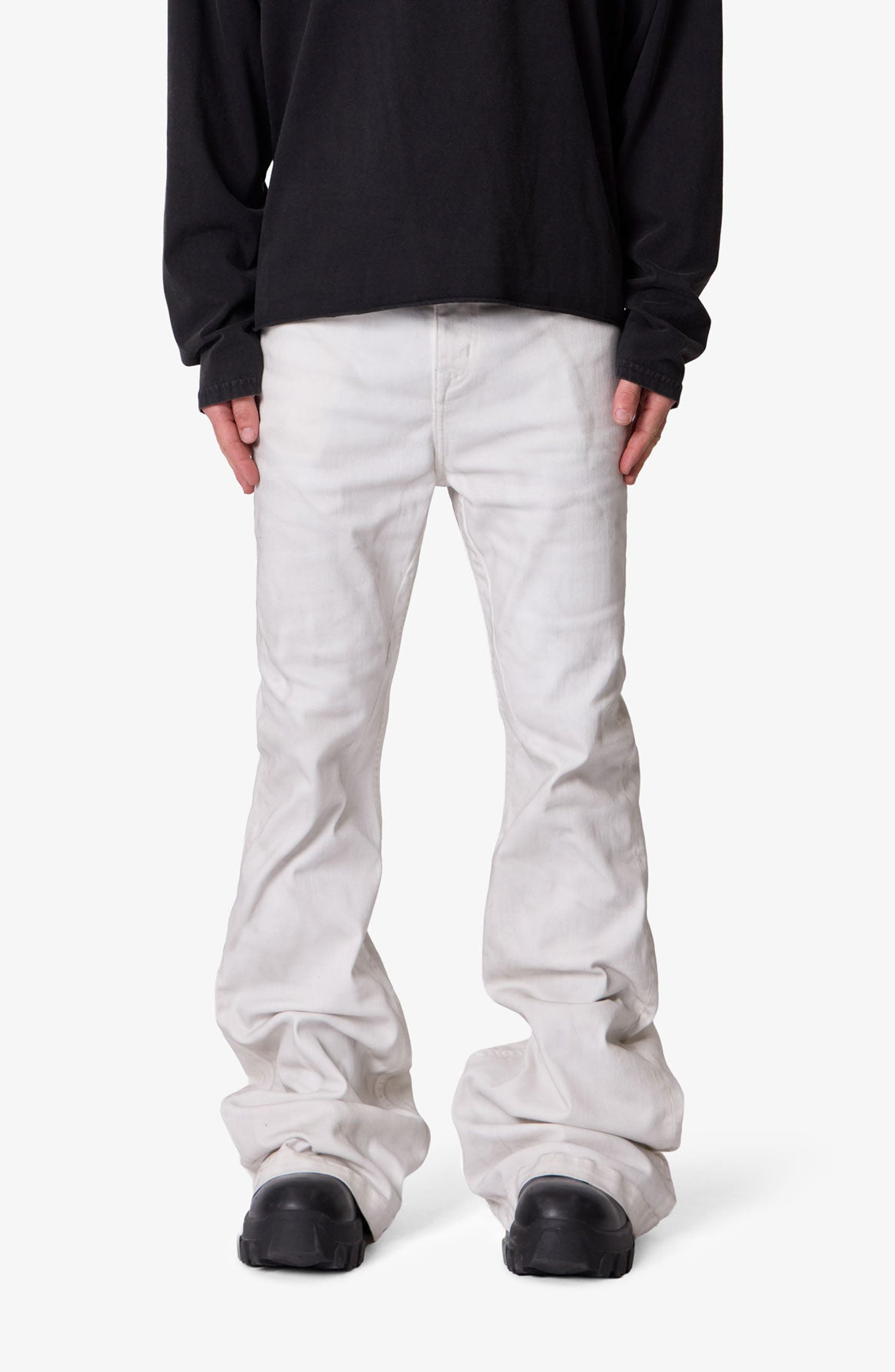 Mnml Super Stacked Hem Jeans In White