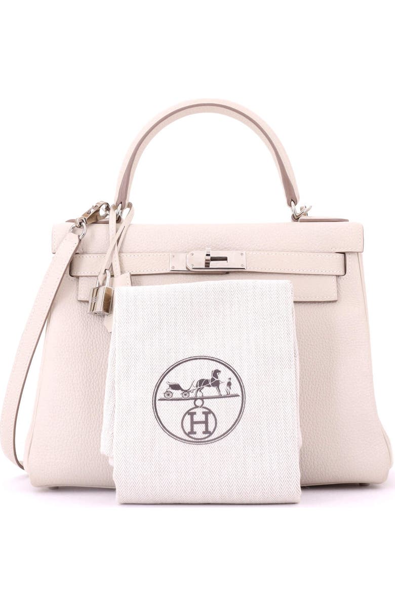 Pre-Owned Hermes Kelly Handbag Light Togo with Palladium Hardware 28, Alternate, color, Craie