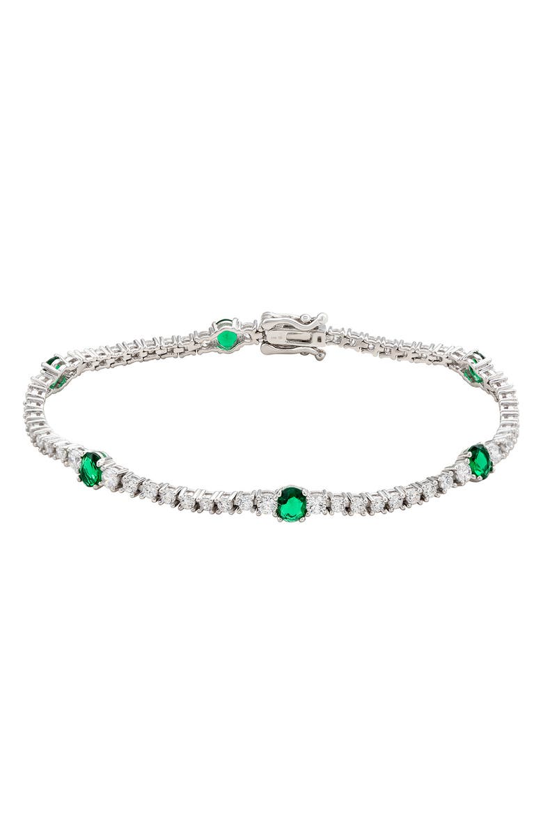 SUZY LEVIAN Cubic Zirconia Station Bracelet, Main, color, Green