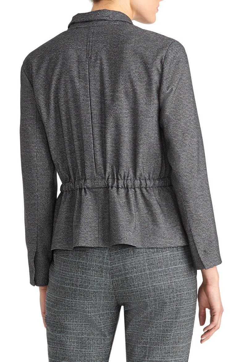 Drawstring Waist Microcheck Jacket, Alternate, color, CHARCOAL HEATHER GREY