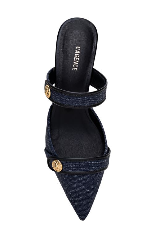 L'agence Gilliane Mary Jane Pointed Toe Kitten Heel Mule In Blue